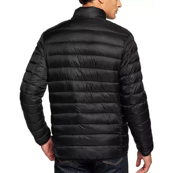 TSLA Men's Sz M Black Lightweight Packable Full Zip Accent Puffer Winter Jacket - Picture 15 of 16